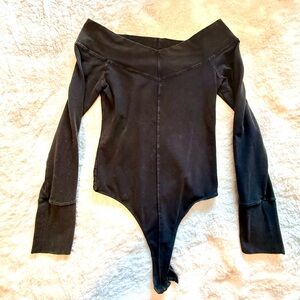 Free People Black Off Shoulder Bodysuit